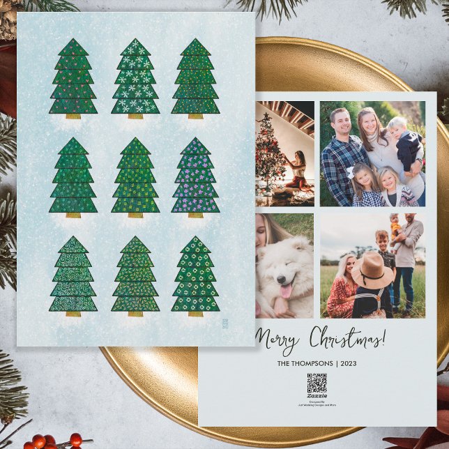 Deseos de árbol de Navidad geométrico para fotos f (Front and Back)
