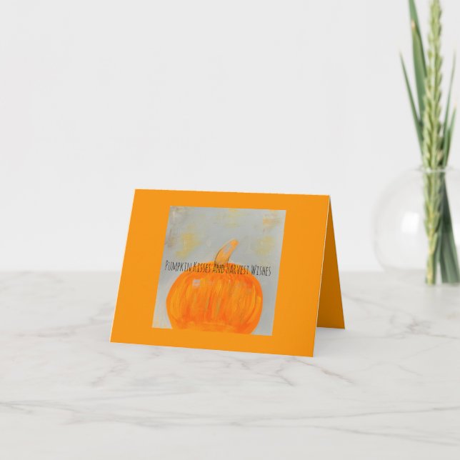 Deseos de calabaza Naranja Tarjeta de nota plegada (Anverso)