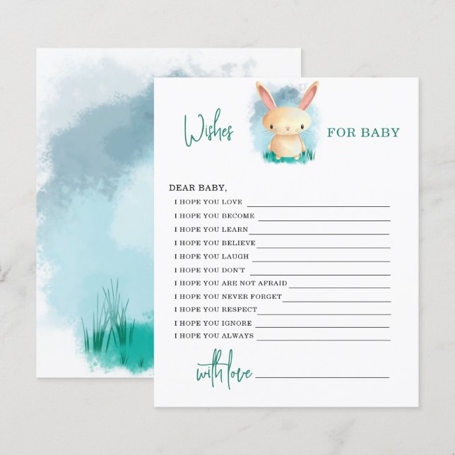Deseos de conejito para la tarjeta de bebé (Anverso / Reverso)