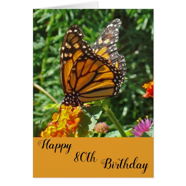 Deseos de cumpleaños Naranja Monarca Mariposa (Frente)