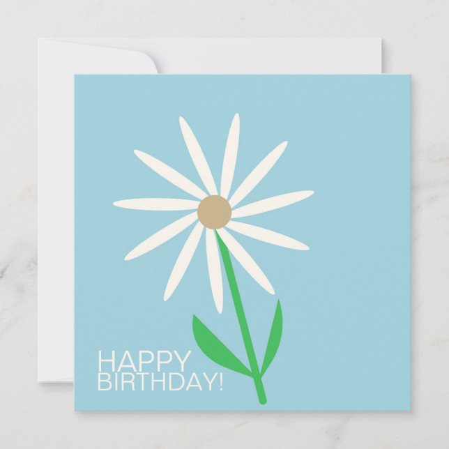 Deseos de feliz cumpleaños azul-verde con margarit (Anverso)