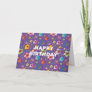 Deseos de Feliz Cumpleaños Tarjeta de Arte Floral