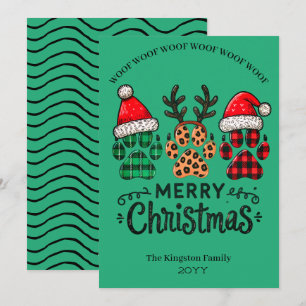 Deseos de Feliz Navidad Woof Woof Tarjeta Navideña
