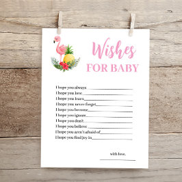 Deseos de flamenco tropical para la tarjeta Baby S