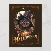Deseos de gato picante para la postal de Halloween
