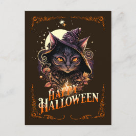 Deseos de gato picante para la postal de Halloween