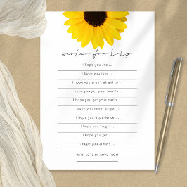 Deseos de girasol para la tarjeta de juego Baby Sh