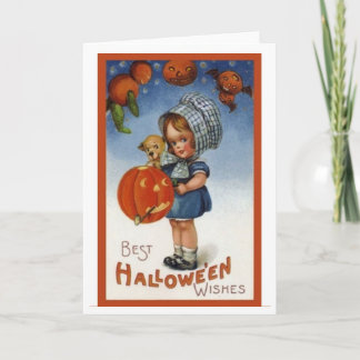 Deseos de Halloween de la tarjeta del vintage los
