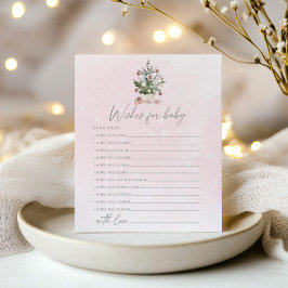 Deseos de invierno rosados para la tarjeta de bebé