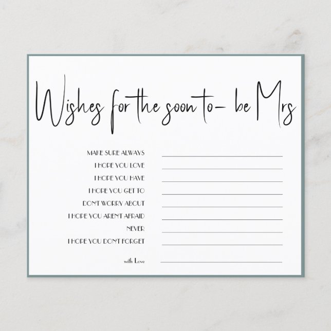 Deseos de la futura Sra. Bridal Shower Flyer (Frente)