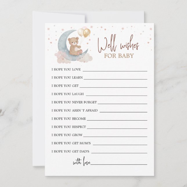 Deseos de la luna por la tarjeta del bebé (Anverso)