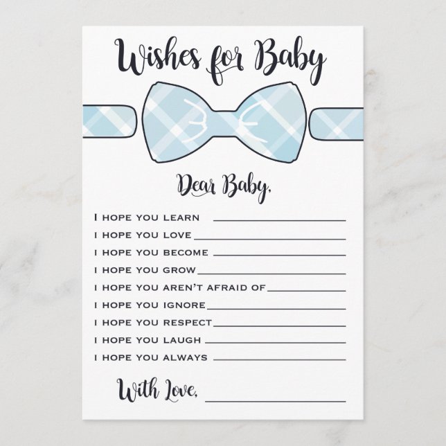 Deseos De La Tarjeta De Juego Bowtie De Baby Blue  (Anverso)