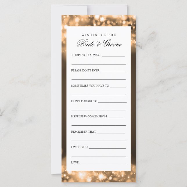 Deseos De Luces De Espuma De Oro De Novia Y Groom (Anverso)