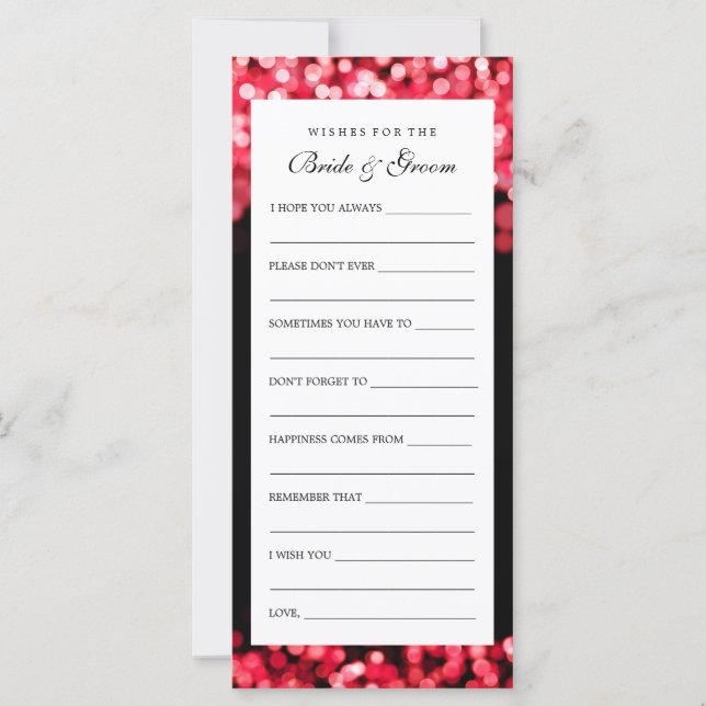 Deseos De Luces Rojas De Novia Y Groom (Anverso)