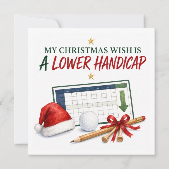 Deseos de Navidad de golf con sombrero de Santa de (Anverso)