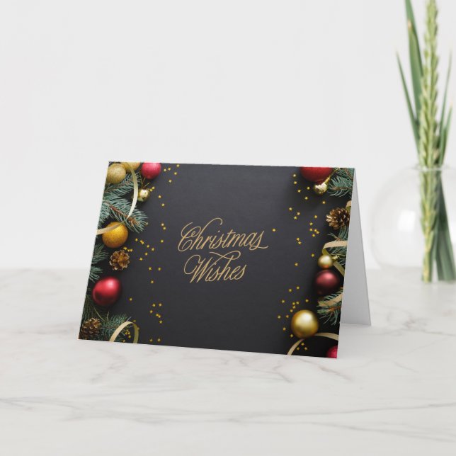 Deseos de Navidad en Rojo y Dorado con Texto Perso (Anverso)