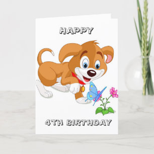 DESEOS DE PUPPY EN *CUATRO CUMPLEAÑOS* TARJETA