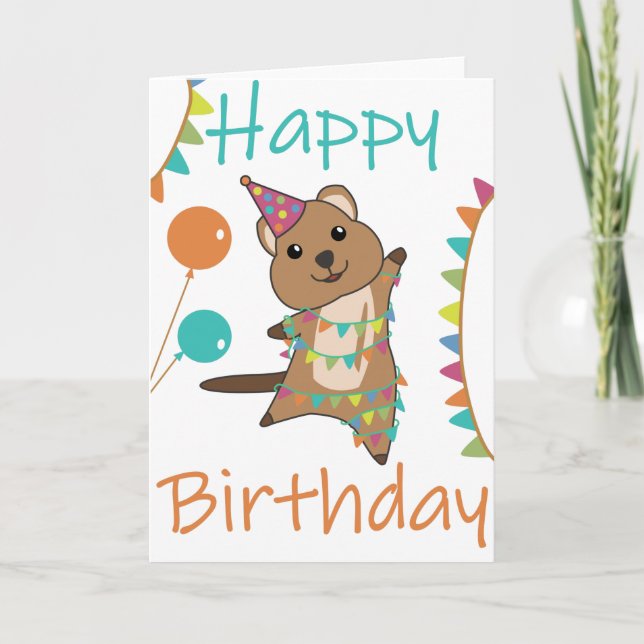 Deseos de Quokka Feliz Cumpleaños Tarjeta Quokkas (Anverso)