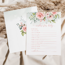Deseos de tarjeta de bebé. Deseos de rubor floral 