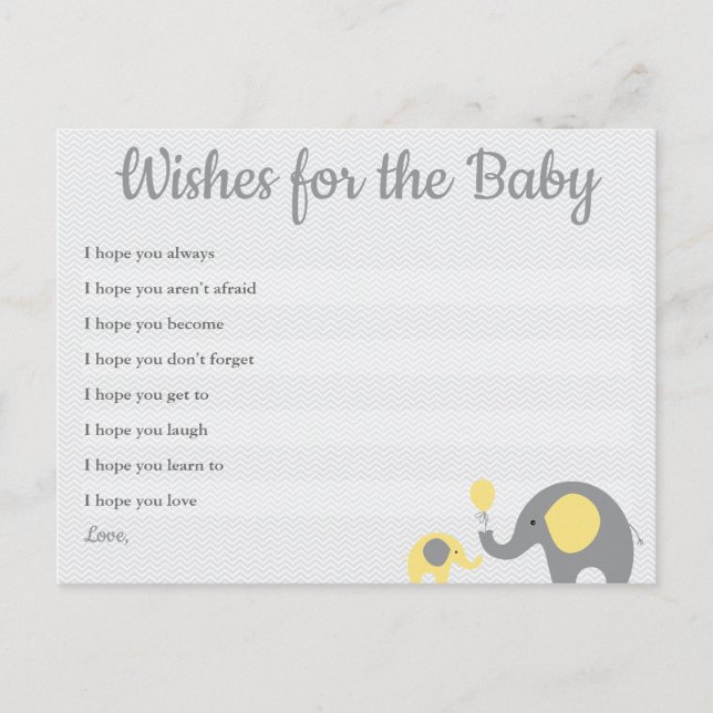 Deseos de tarjeta de bebé para ducha de bebé de el (Anverso)