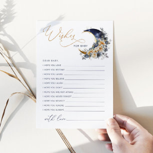 Deseos dorados de la marina de la luna por tarjeta