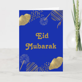 Deseos dorados: tarjeta Eid Mubarak Blue y Gold 20