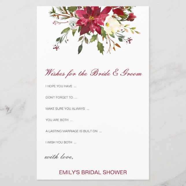 Deseos editables para la tarjeta de novia y de Gro (Anverso)