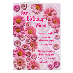 Deseos Especiales De Cumpleaños Daisies Rosa