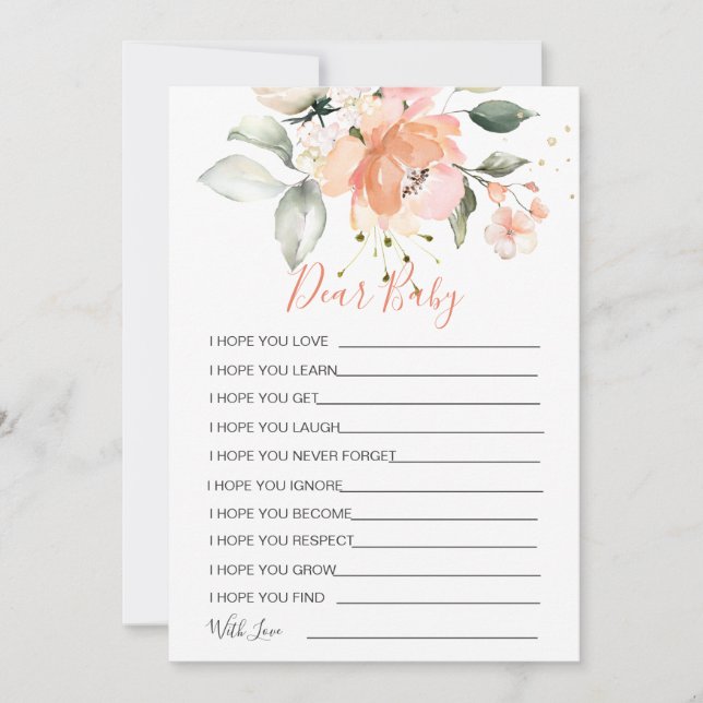 Deseos florales para la invitación al juego Baby S (Anverso)