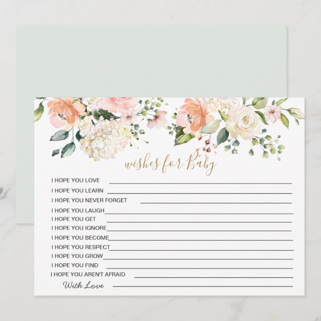 Deseos florales para la invitación al juego Baby S (Anverso / Reverso)