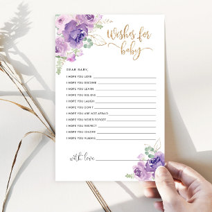 Deseos florales púrpura de lilac con tarjeta de be