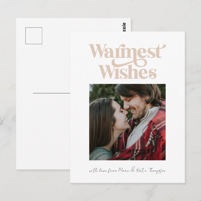 Deseos más cálidos postal moderna de vacaciones (Anverso / Reverso)