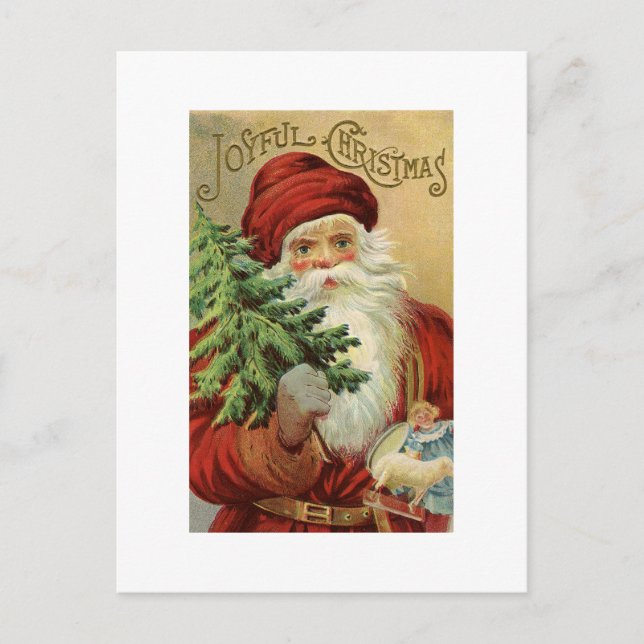 Deseos Navideños Alegres Tarjeta Postal Vintage de (Anverso)