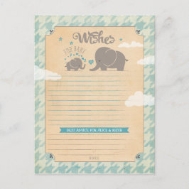 Deseos para bebé - Tarjetas de consejo para elefan