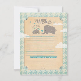 Deseos para bebé - Tarjetas de consejo para elefan