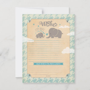 Deseos para bebé - Tarjetas de consejo para elefan