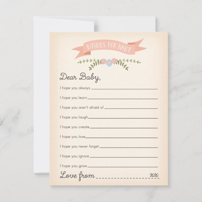 Deseos para el bebé - Tarjeta de juego Baby Shower (Anverso)