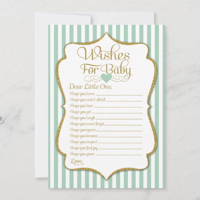 Deseos Para El Juego De Baby Shower Green Baby Min (Anverso)