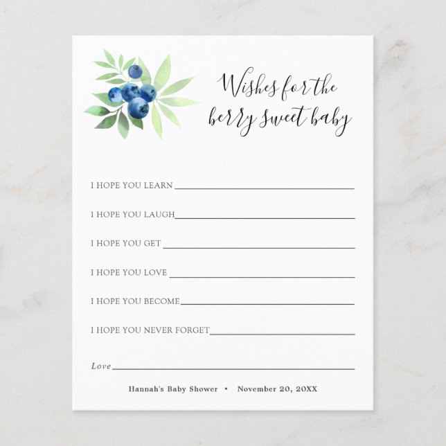 Deseos para la tarjeta Berry Sweet Baby (Anverso)