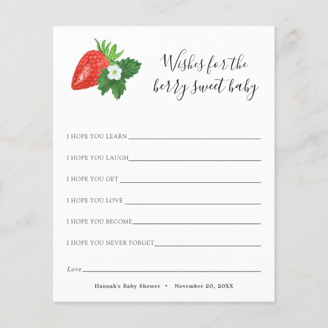 Deseos para la tarjeta Berry Sweet Baby (Anverso)