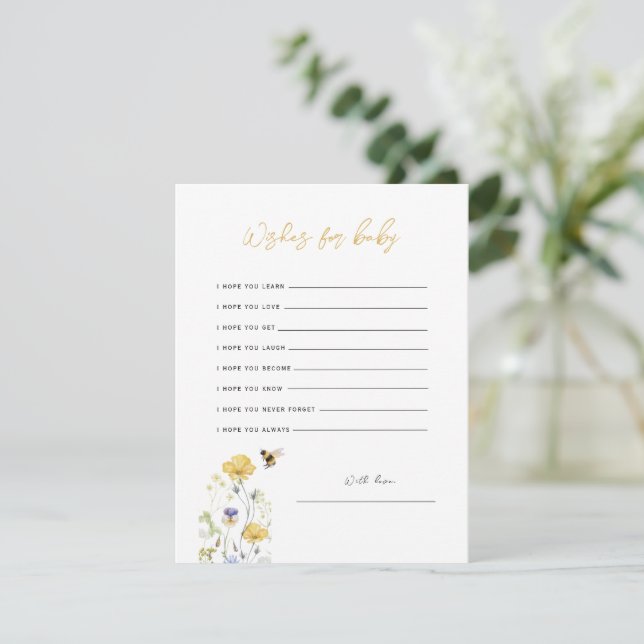 Deseos para la tarjeta de bebe de miel floral de f (Anverso de pie)