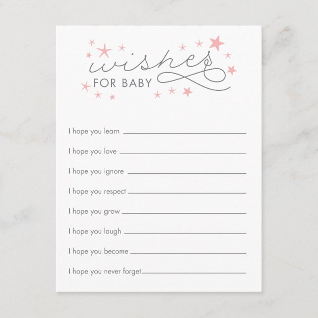 Deseos para la tarjeta de juego Baby Shower Baby S (Anverso)