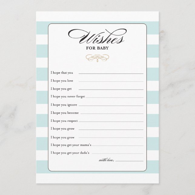 Deseos para la tarjeta de juego para bebés - Azul (Anverso)