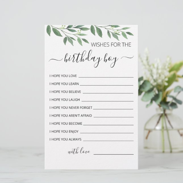 Deseos para la tarjeta de la fiesta de cumpleaños  (Anverso de pie)