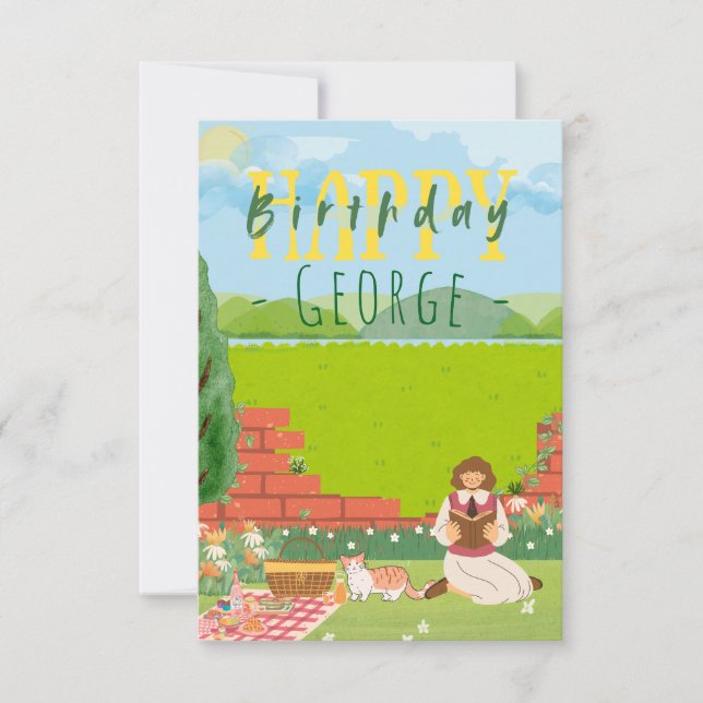 Deseos personalizados de cumpleaños para un gato b (Anverso)