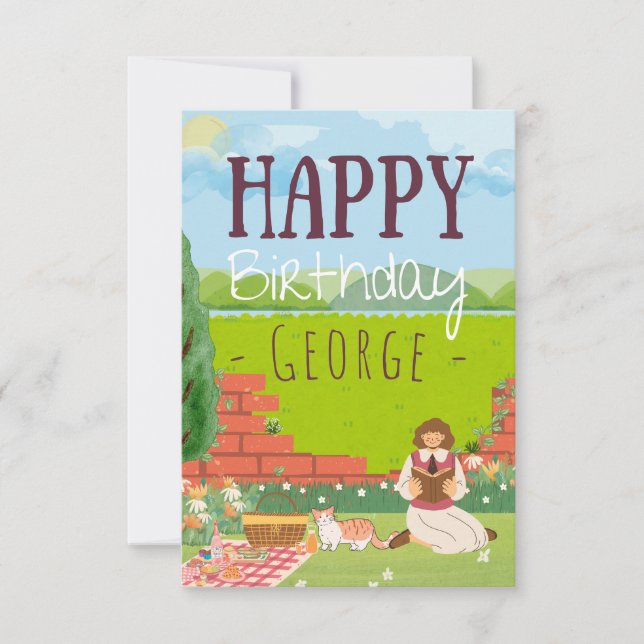 Deseos personalizados de cumpleaños para un gato b (Anverso)