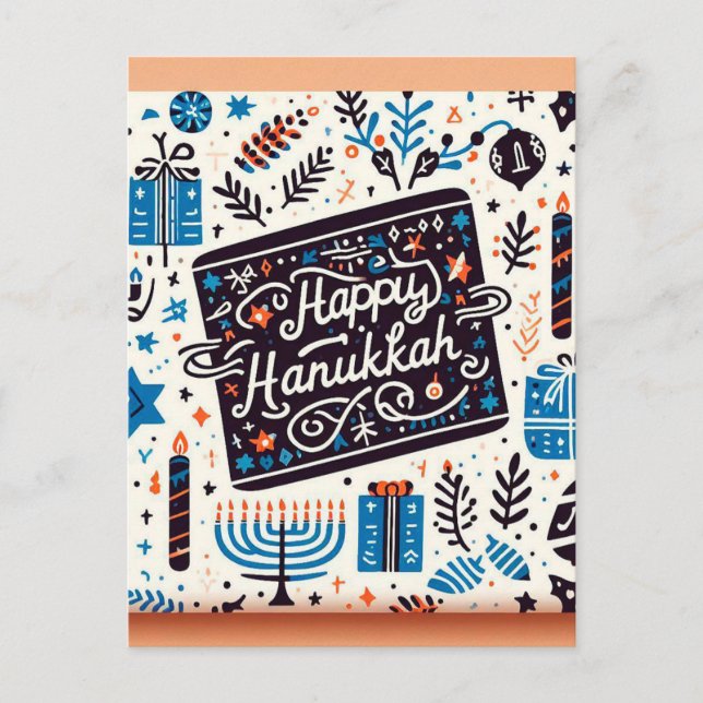 Deseos Radiantes: Feliz Tarjeta de Saludo Hanukkah (Anverso)