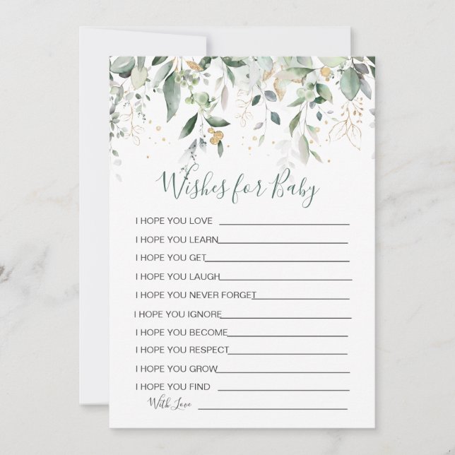 Deseos verdes de follaje para la invitación al jue (Anverso)