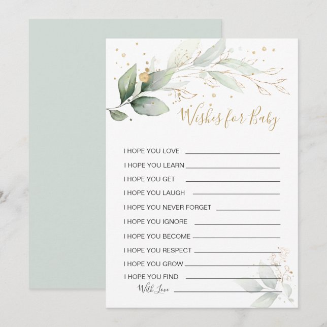 Deseos verdes de follaje para la invitación al jue (Anverso / Reverso)