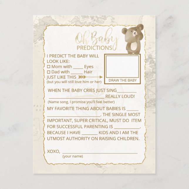 Deseos y predicciones Tarjetas para rociar el bebé (Reverso)